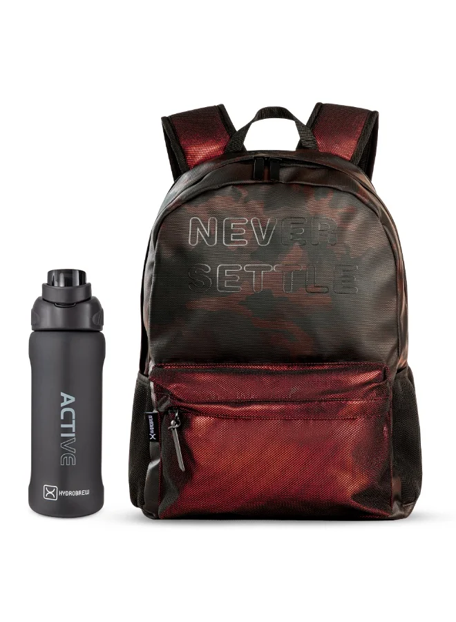 Hydrobrew Hydrobrew 18" Backpack w/ Sip Switch Tritan Water Bottle 1000ml | Laptop Backpack w/ Bottle – Brown