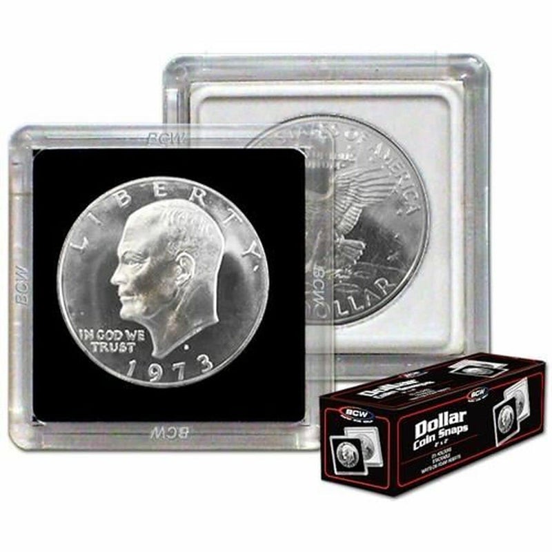 BCW 2x2 Coin Snap - Dollar - 25ct | Coin Holder Case for 38.5mm US Eisenhower Dollar | Snap Together Design | Stackable  Coin Collecting Supplies | Morgan and Peace Dollar Holder