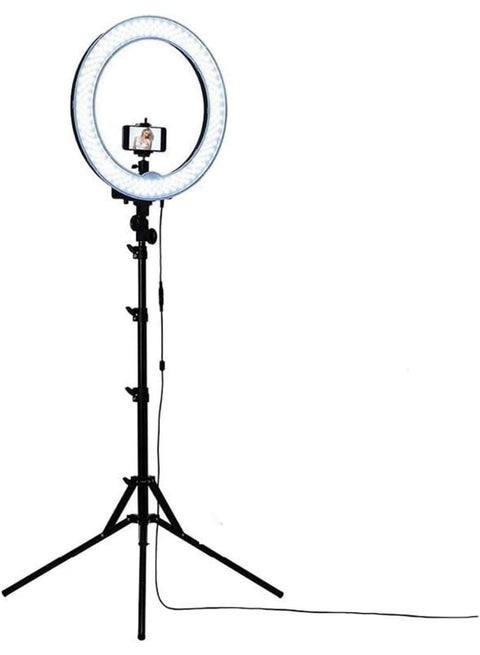 LED Ring Light with 360° Rotation and Tall Tripod Stand – Dimmable 5500K Lighting for Live Streaming & Photography