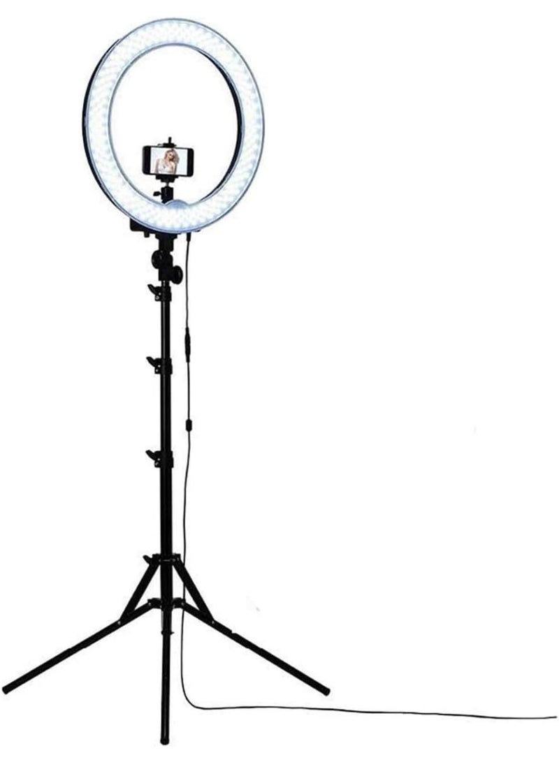LED Ring Light with 360° Rotation and Tall Tripod Stand – Dimmable 5500K Lighting for Live Streaming & Photography - Image 1