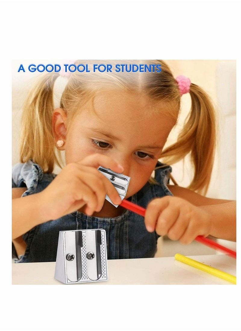 Y&D - 2Pcs Handheld Manual Metal Pencil Sharpener, Single hole and Double Perfect for Use in Schools, Offices, Homes, Art Projects - Image 1