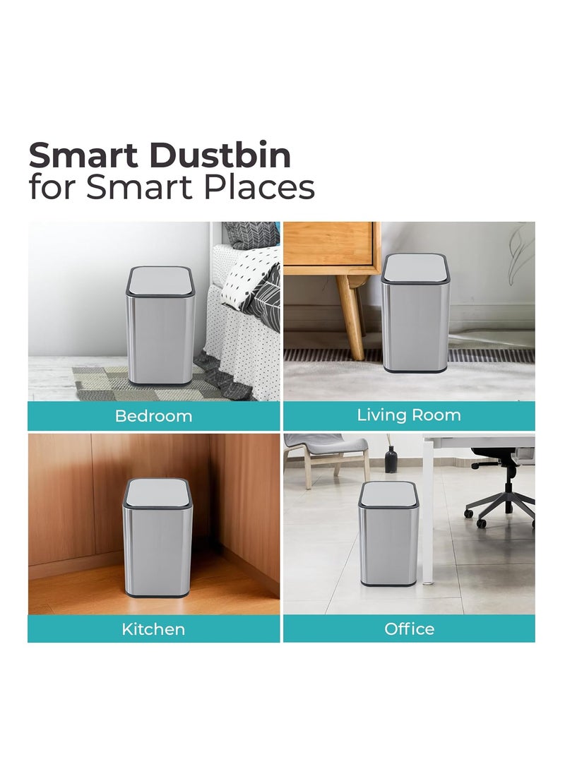 The Better Home The Better Home 9L 31cm Stainless Steel Dustbin With Lid Automatic Smart Sensor Dustbin For Kitchen Dustbin For Kitchen With Inner Bucket Dustbin For Bedroom With BuiltIn Odor Filter Silver  - Image 4