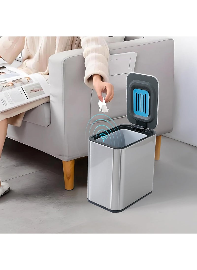 The Better Home The Better Home 9L 31cm Stainless Steel Dustbin With Lid Automatic Smart Sensor Dustbin For Kitchen Dustbin For Kitchen With Inner Bucket Dustbin For Bedroom With BuiltIn Odor Filter Silver  - Image 1