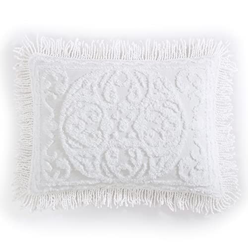 Beatrice Home Fashions Beatrice Home Fashions Medallion Chenille Bedspread Standard Sham White 