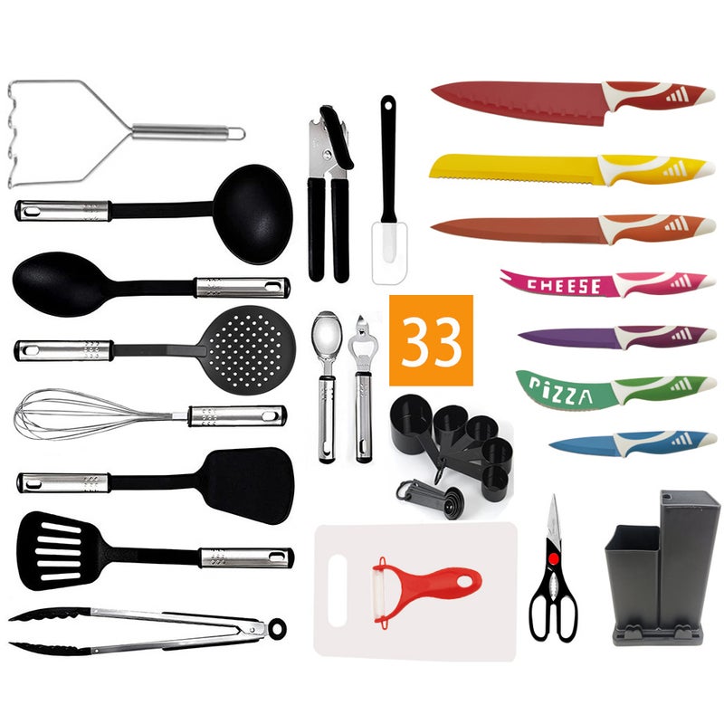 Spot Supply Nylon Kitchenware 24 Pieces Casing Handle Nylon Kitchenware Set Stainless Steel Kitchen Gadgets - Image 1