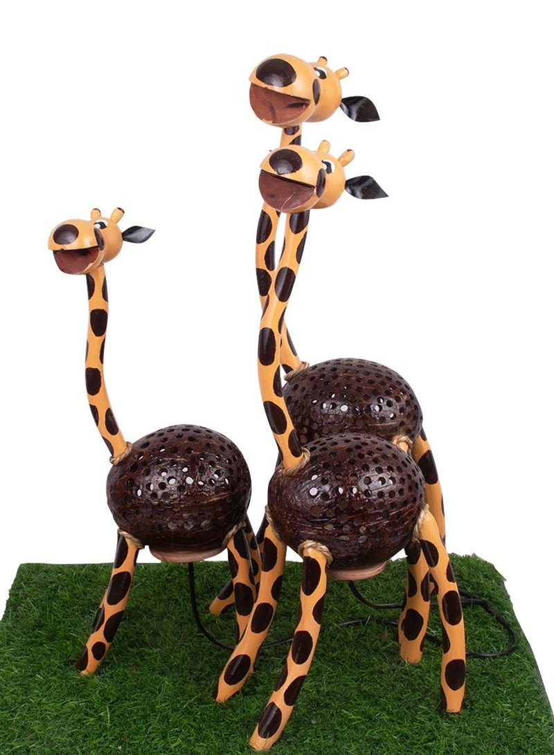 N & H Coconut Shell Table & Desk Lamp shade unique Giraffe Family design - Image 2
