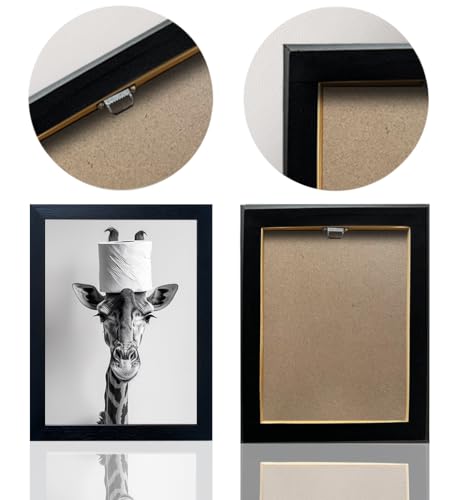 Melpa Art Framed Funny Bathroom Wall Art, Giraffe with a Toilet Paper Roll on Head Decor, Black and White Bathroom Pictures Wall Decor, Humor Animal Canvas Print Artwork - Image 4