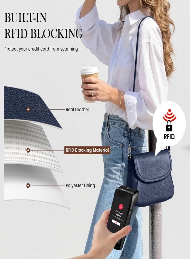 بيفن حقائب كروس بودي من بيفن بتقنية RFID للسفر، حقيبة كتف كروس بودي صغيرة الحجم من الجلد الطبيعي الناعم للنساء - أزرق داكن 2026 - Image 5