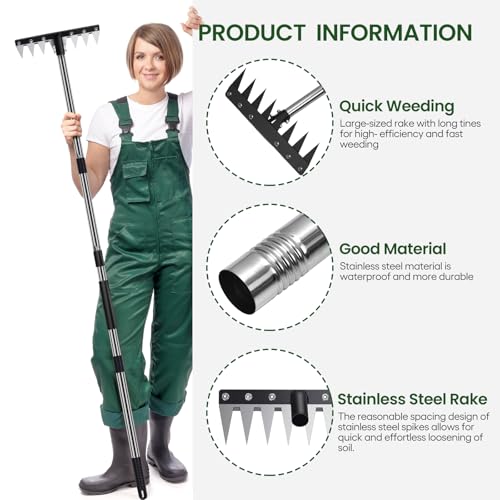 MofivKce Stainless Steel Weeding Tool withSaw Blade - 4-Section Detachable Handlefor Effortless Gardening, YardWork & Weed Removal - Image 5