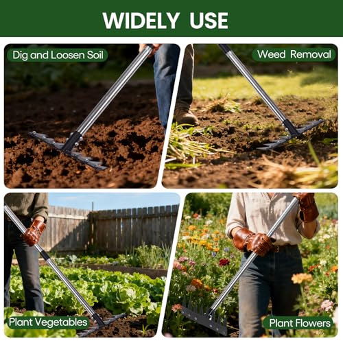 MofivKce Stainless Steel Weeding Tool withSaw Blade - 4-Section Detachable Handlefor Effortless Gardening, YardWork & Weed Removal - Image 4