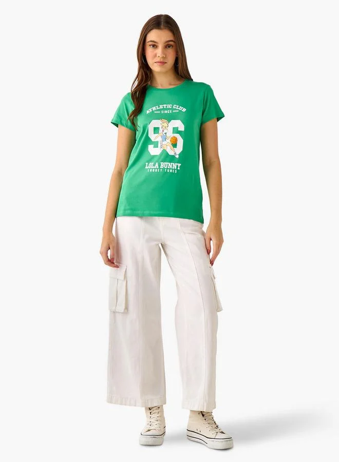 اس بي كاركترز Regular Fit Cotton T-shirt with Lola Bunny Print