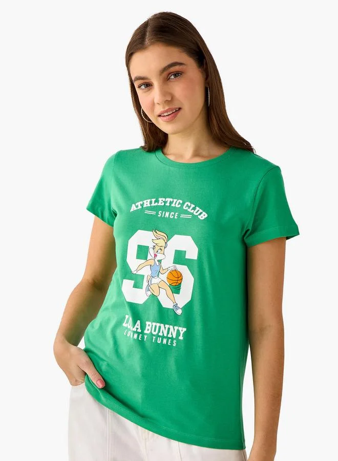 SP Characters Regular Fit Cotton T-shirt with Lola Bunny Print