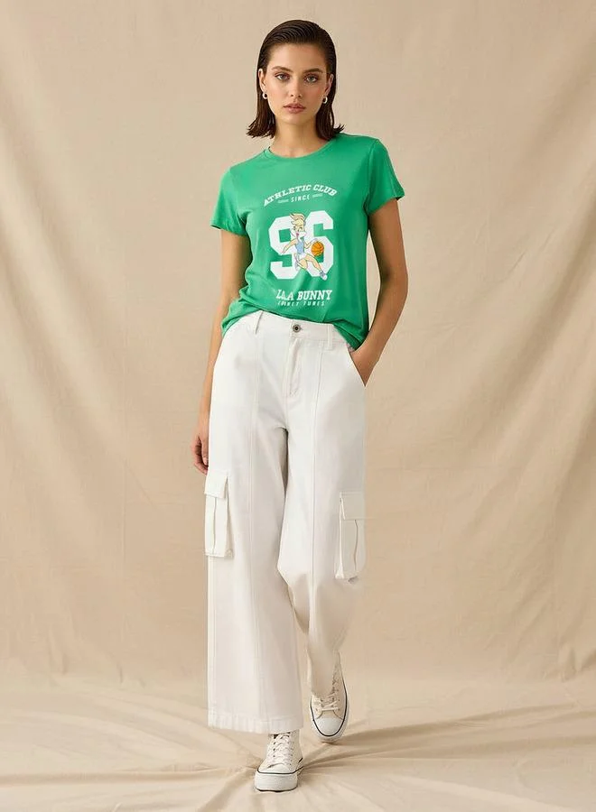 اس بي كاركترز Regular Fit Cotton T shirt with Lola Bunny Print