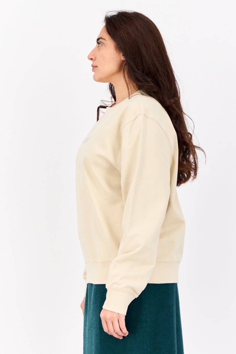 ESPRIT Women Crew Neck Solid Long Sleeves Sweatshirt, Beige - Image 4