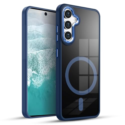 KARWAN Translucent Hybrid Back Case Cover Compatible with Samsung S23 FE Shockproof Case with Camera Protection, N52 Magnet Cover Case with Magnetic MagEaze Wireless Charging Cover (Blue) - Image 1