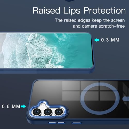 KARWAN Translucent Hybrid Back Case Cover Compatible with Samsung S23 FE Shockproof Case with Camera Protection, N52 Magnet Cover Case with Magnetic MagEaze Wireless Charging Cover (Blue) - Image 4