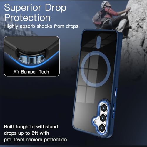 KARWAN Translucent Hybrid Back Case Cover Compatible with Samsung S23 FE Shockproof Case with Camera Protection, N52 Magnet Cover Case with Magnetic MagEaze Wireless Charging Cover (Blue) - Image 2