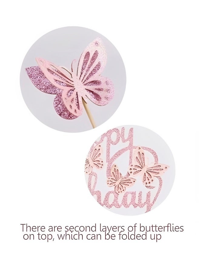 13 PCS Colorful Happy Birthday Cake Toppers Butterfly and Letter Cupcake Picks Eco-Friendly Reusable Dessert Sticks for Birthday Party Pastry Decoration - Image 4