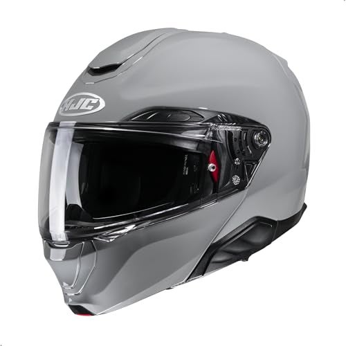 HJC خوذة دراجة نارية هوجي سي آر بي إتش إيه 91 مودولار صلبة مع درع ه جي - 37 بنلوك، معتمدة من DOT (رمادي غامق، كبير) - Image 3