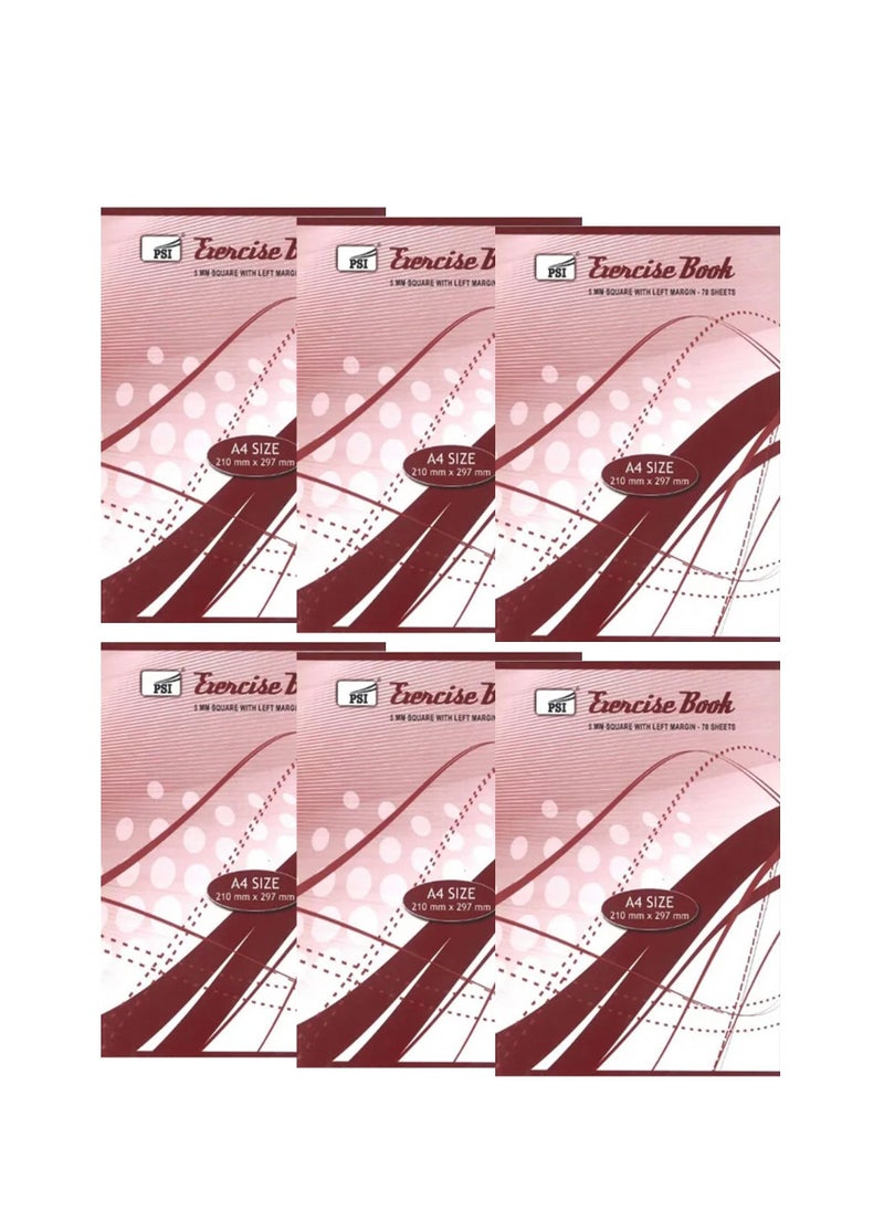 Psi 6-Piece A4 Size 5mm Square Notebook 70 Sheets  - Image 1