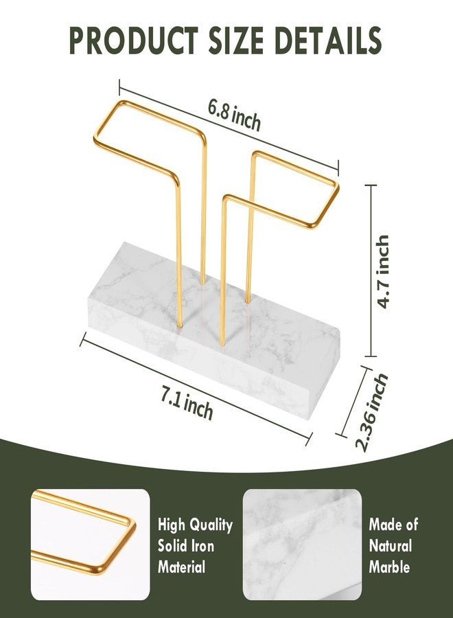 biroris 2 Pack Cocktail Napkin Holder for Table,Natural Marble Napkins Holder with Metal Wire,Modern Tissue Paper Dispenser for Dining Table Bar Kitchen (6.8 x 6.8 inch Cocktail Napkin Holder) - Image 2
