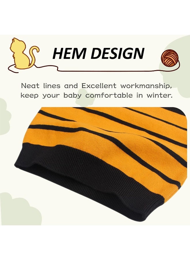 Peecabe Peecabe Kids Boys Cable Knit Sweater Long Sleeve Round Collar Striped Sweatshirt Baby Cotton Pullover Sweater - Image 4