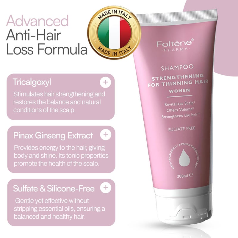 Foltene Strengthening Shampoo for Women â€“ Reduces Thinning, Boosts Volume, and Enhances Hair Health â€“ Silicone & Sulfate-Free Hair Thickening Shampoo for Fuller Strands (6.76 fl. oz.) - Image 3