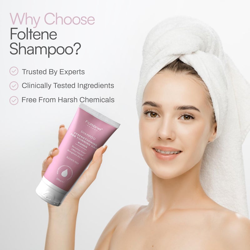 Foltene Strengthening Shampoo for Women â€“ Reduces Thinning, Boosts Volume, and Enhances Hair Health â€“ Silicone & Sulfate-Free Hair Thickening Shampoo for Fuller Strands (6.76 fl. oz.) - Image 5