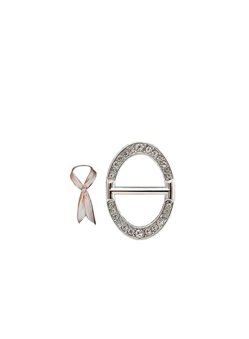 RARELY 2Set Fashion Women Oval Scarf Buckle Brooch Ring Shawl Clip Jewelry Accessories Small  - Image 1