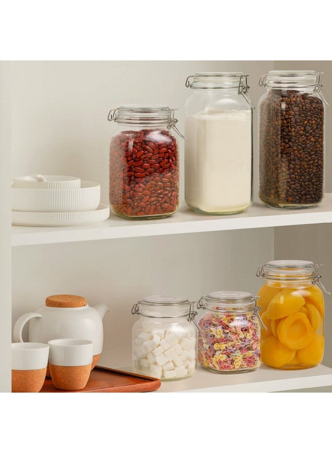 ComSaf Airtight Glass Canister Set of 3 with Lids 34oz Food Storage Jar Square - Storage Container with Clear Preserving Seal Wire Clip Fastening for Kitchen Canning Cereal,Pasta,Sugar,Beans,Spice - Image 3