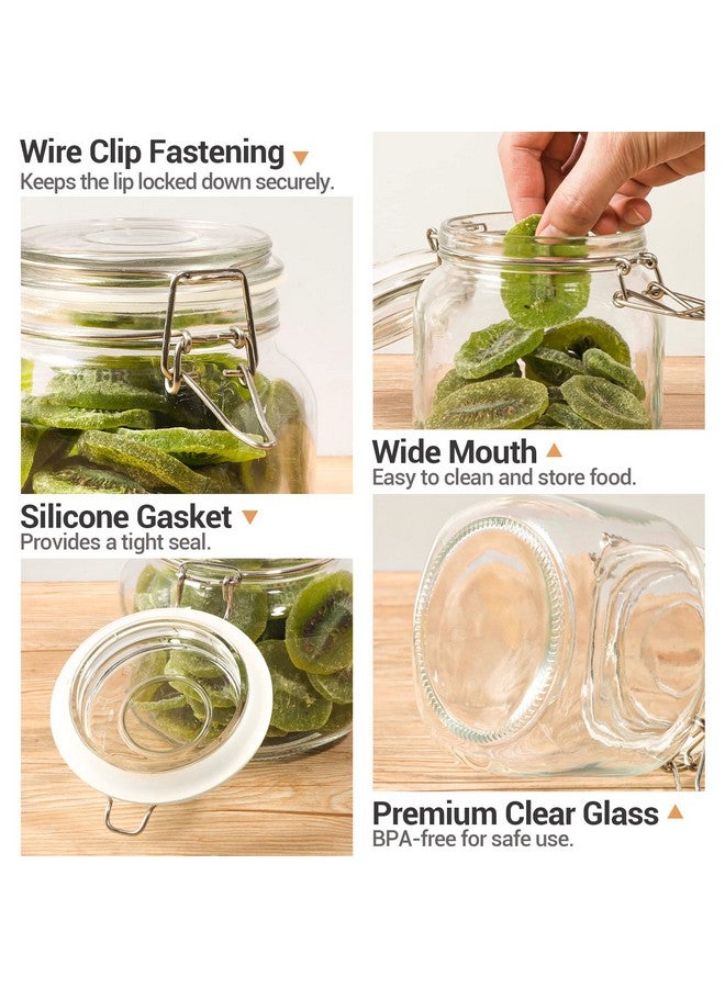ComSaf Airtight Glass Canister Set of 3 with Lids 34oz Food Storage Jar Square - Storage Container with Clear Preserving Seal Wire Clip Fastening for Kitchen Canning Cereal,Pasta,Sugar,Beans,Spice - Image 5