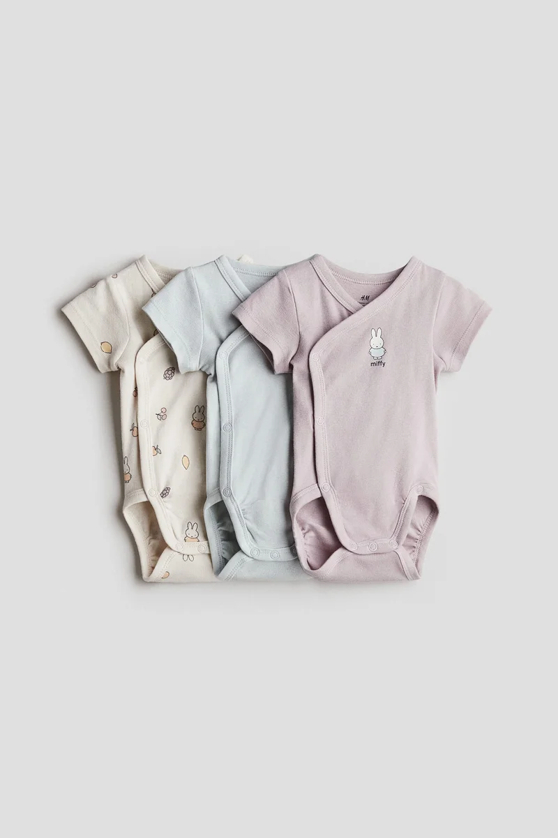 H&M 3-pack cotton wrapover bodysuits