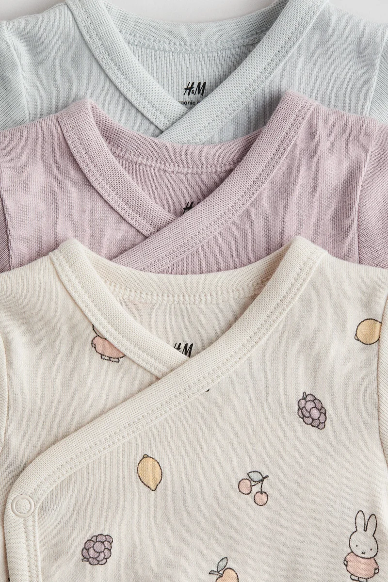 H&M 3-pack cotton wrapover bodysuits