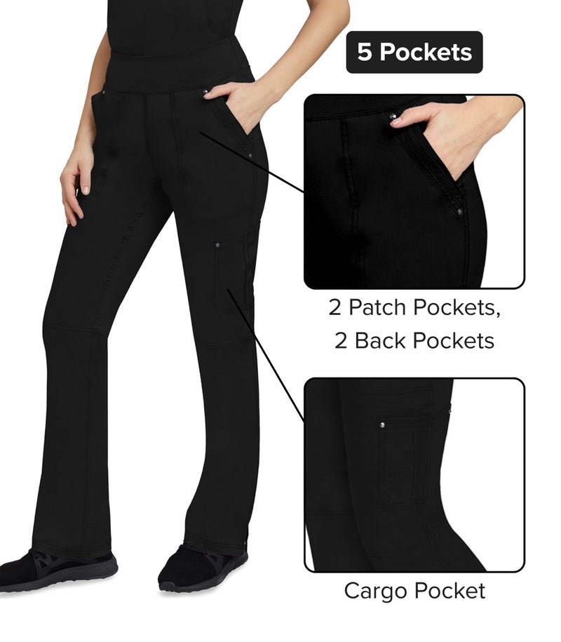 Healing Hands Women's Scrub Pant Tori Cargo Bottoms with 5 Pockets and 2-Way Stretch Fabric 9133, XXS, Black - Image 4