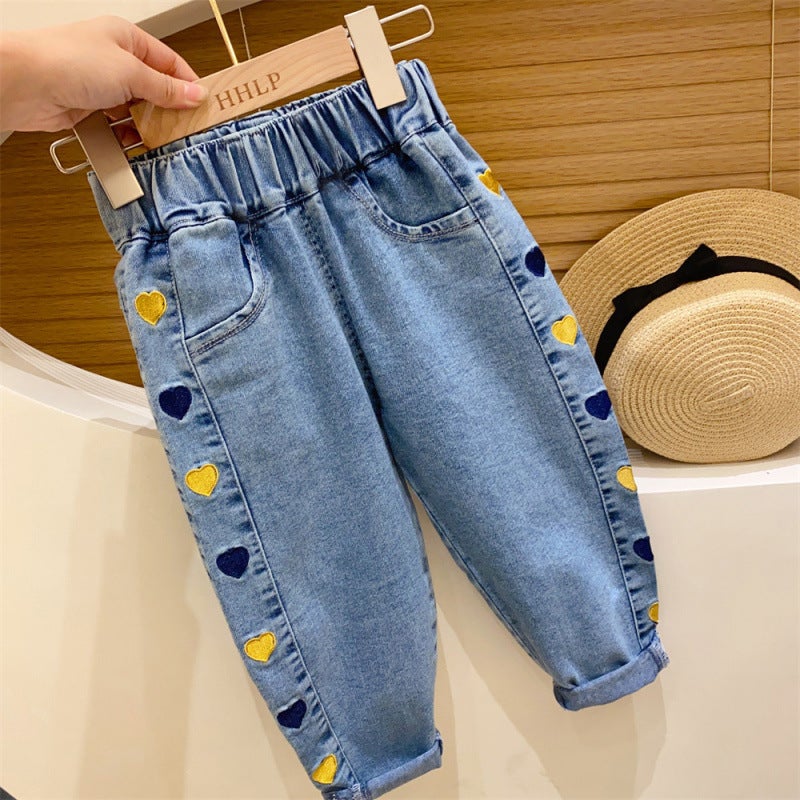 Korean Style Girls' Jeans Wide Pants Children'S Spring Baby 5 Loose Western Style Pants 3 - Image 3