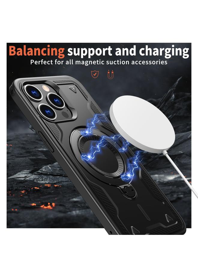 S-TOP Case For iPhone 14 Pro Max PC Hybrid TPU Armor MagSafe Ring Holder Phone Case - Image 3