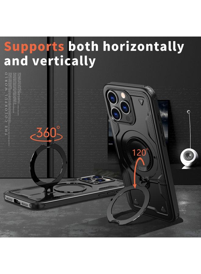 S-TOP Case For iPhone 14 Pro Max PC Hybrid TPU Armor MagSafe Ring Holder Phone Case - Image 2