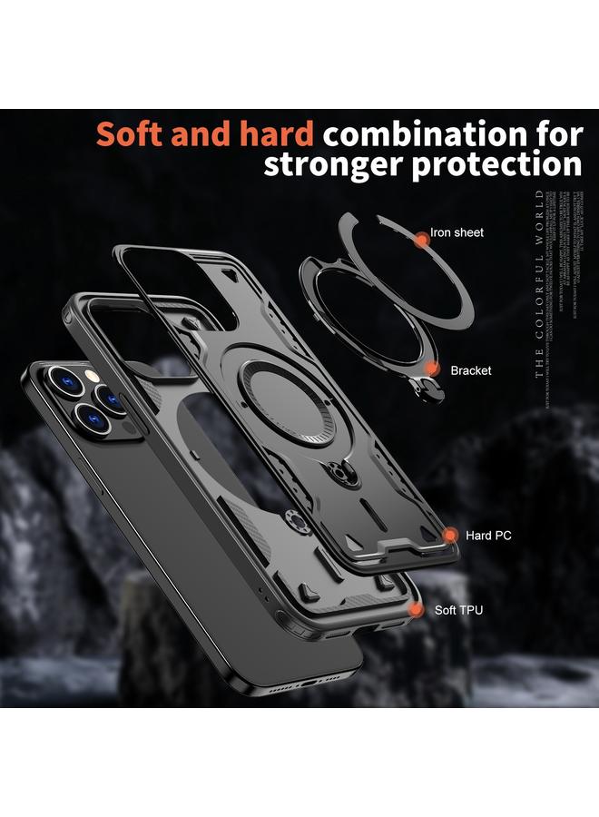 S-TOP Case For iPhone 14 Pro Max PC Hybrid TPU Armor MagSafe Ring Holder Phone Case - Image 5