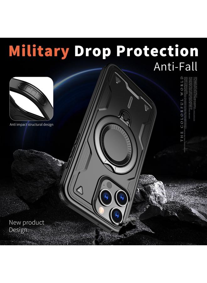 S-TOP Case For iPhone 14 Pro Max PC Hybrid TPU Armor MagSafe Ring Holder Phone Case - Image 4