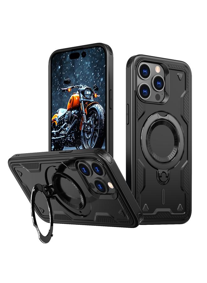 S-TOP Case For iPhone 14 Pro Max PC Hybrid TPU Armor MagSafe Ring Holder Phone Case - Image 1