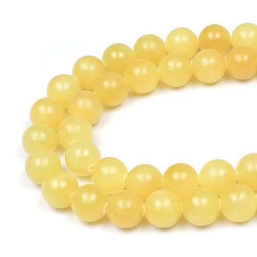 MJDCB Natural Yellow Marble Jade Round Stone Beads for Jewelry Making DIY Bracelet Necklace (10mm) - Image 1