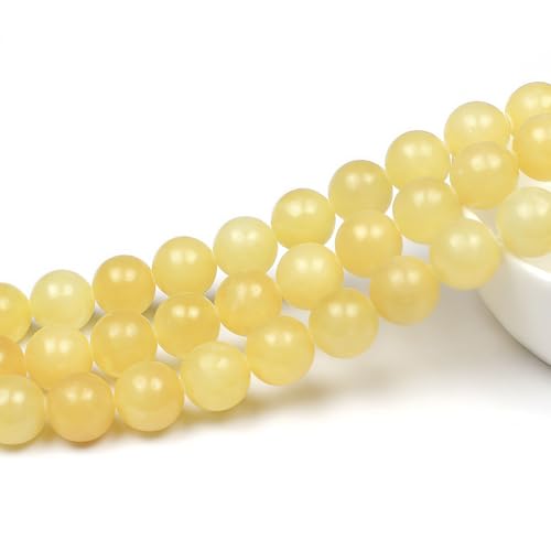 MJDCB Natural Yellow Marble Jade Round Stone Beads for Jewelry Making DIY Bracelet Necklace (10mm) - Image 3