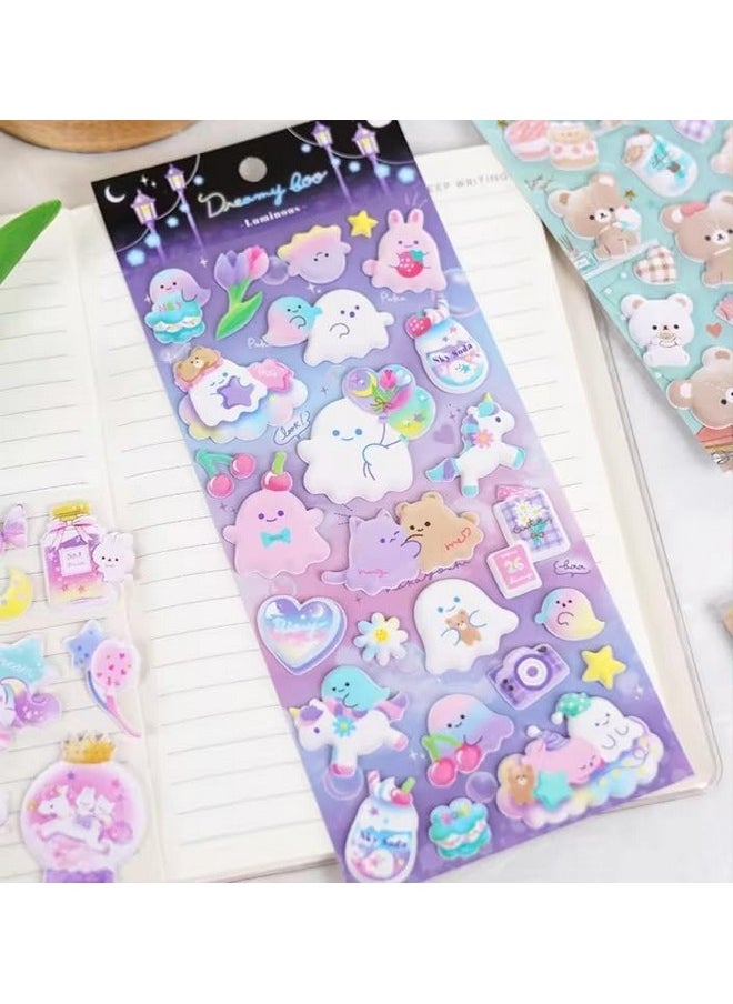 SAJANI Sajani Cute Animal 3D Puffy Sticker, Decorative Deco Book Sticker, Aesthetic Cartoon Foam Sticker for Scrapbook, Diary & Decor, DIY Self Adhesive Puffy Sticker Set for Kids (Dreamy Too)  - Image 3