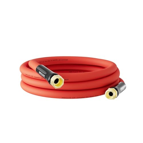 SPECILITE 58 HotCold Short Leader Garden Water Hose 15 ft 50190 Flexible Lightweight Rubber Pipes With 34 Brass Fittings for Yard Outdoor Farm Red - Image 1