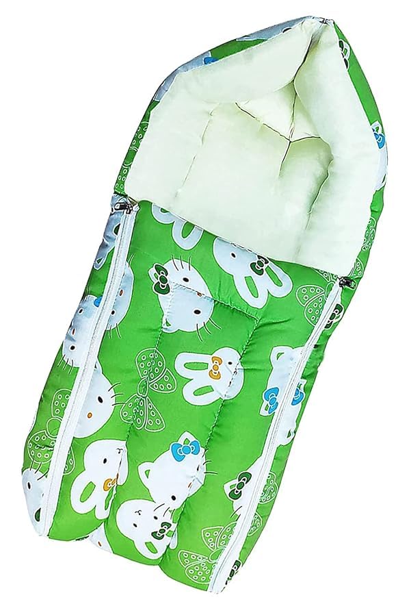 SKMODEL STYLISH Sk Model Stylish Sharma Clothing Baby Stylish Printed Baby Bed, Sleeping Bag & Carry Nest, Cotton Baby Bedding for New Born & Infant,Unisex Baby Sleeping Bed,Kitty Green (Green) - Image 2