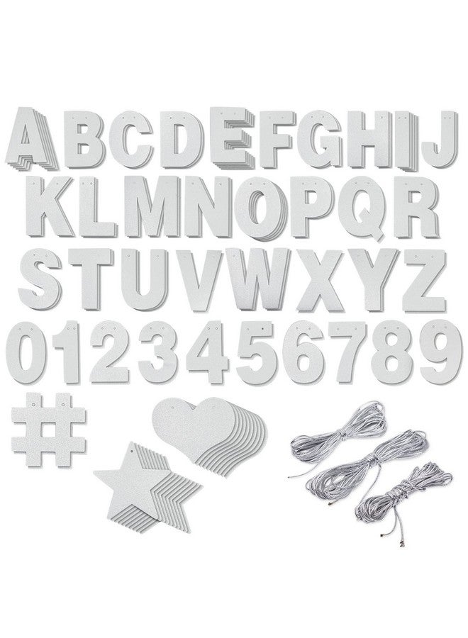 Bright Creations 130-Piece DIY Silver Glitter Make Your Own Banner Kit with Letters, Numbers, Symbols, & String for Birthdays, Weddings, and Party Supplies Decor (5-Inch Letters) - Stringable Letters - Image 1