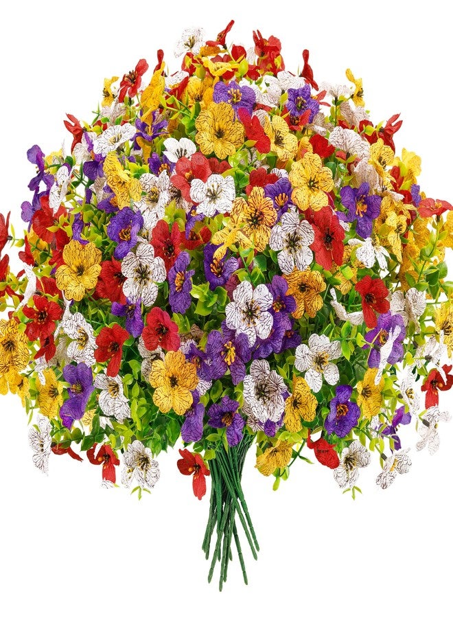 Der Rose 12 Bundles Artificial Daisy Fake Flowers for Outdoors, UV Resistant Colorful Silk Faux Flowers for Spring Home Porch Garden Decor - Image 1