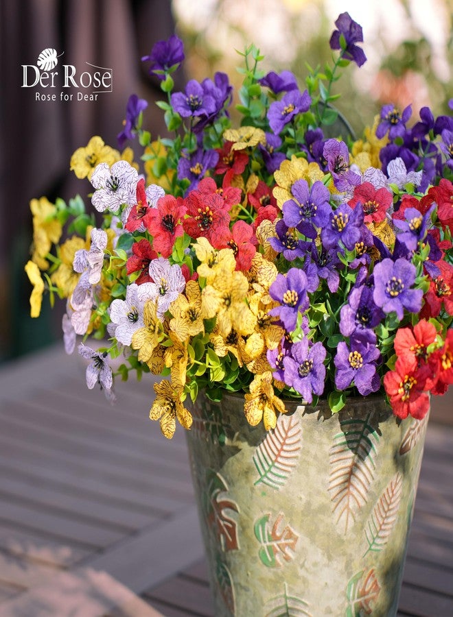Der Rose 12 Bundles Artificial Daisy Fake Flowers for Outdoors, UV Resistant Colorful Silk Faux Flowers for Spring Home Porch Garden Decor - Image 4