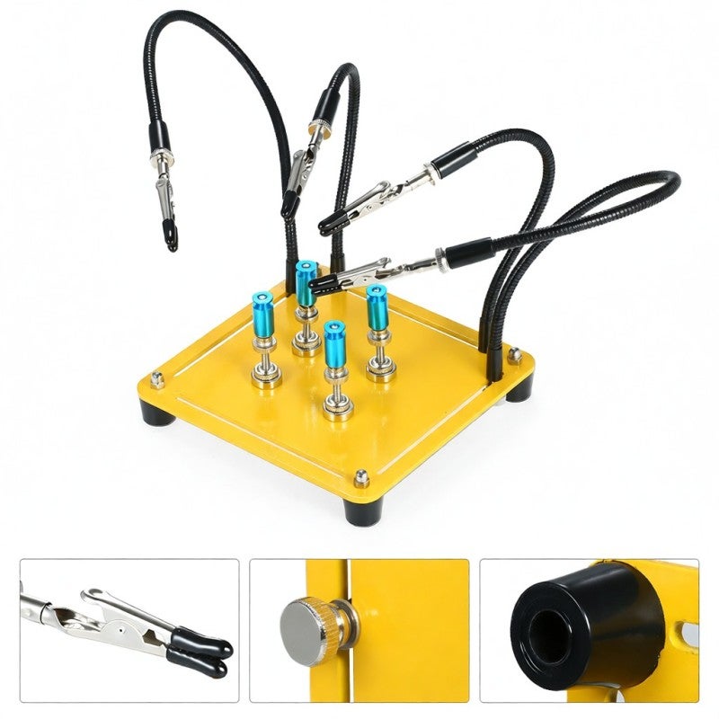 Soldering Station 4 Flexible Arms (2×300mm 2×182mm) Rust-proof High Temperature Resistant - Magnetic Column PCB Fixture Helping Hands for Electronic DIY Soldering Craft Precision Projects - Image 2