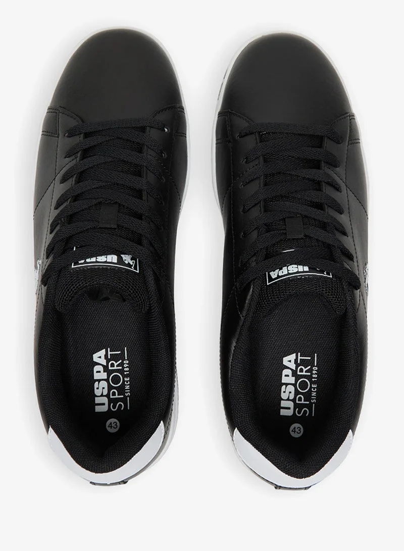 U.S. Polo Assn. Black/White Men's Black Low-Top Sneaker - Lightweight Shoes Stylish Lace-Up Design Shoes with Comfort Cushioned Sole for Everyday Wear for Men | Best Price UAE